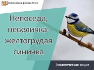 Экологическая акция «Непоседа, невеличка-желтогрудая синичка» (0+)